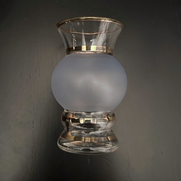 MCM 1953 Bartlett Collins 2 Frosted Blue Glass Vases Gold Bands Hand Crafted USA - Picture 3 of 10